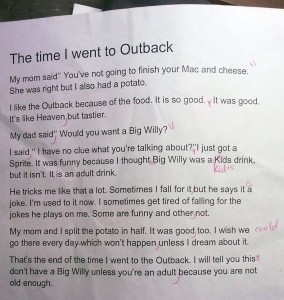 restaurant report from my daughter